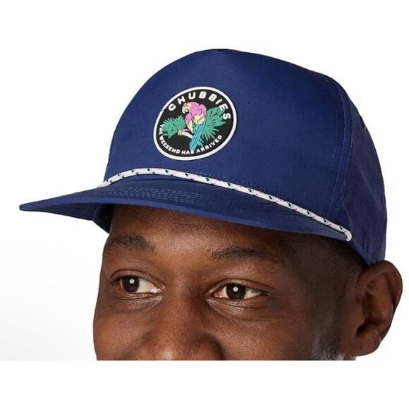 Chubbies Retro Parrot SnapBack The Weekend Has Arrived Rope Nylon Hat, Navy. NWT - Picture 1 of 10